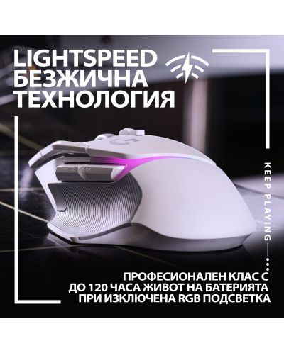 Gaming miš Logitech - G502 X Plus EER2, optički, bežični, bijeli - 4