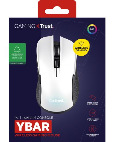 Gaming miš Trust - GXT 923 Ybar, optički, bežični, bijeli - 5