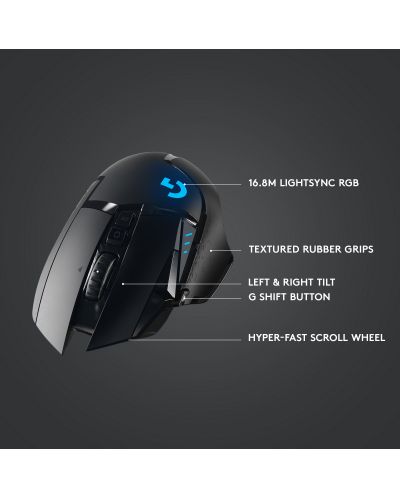 Gaming miš Logitech - G502 LightSpeed, bežični, crni - 6