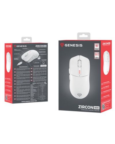 Gaming miš Genesis - Zircon 500, optički, bežični, bijeli - 10