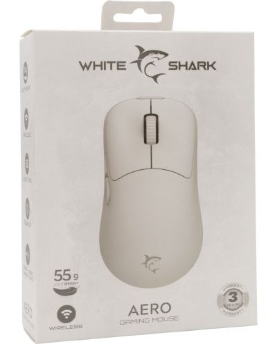 Gaming miš White Shark - AERO, optički, bežični, bijeli - 7