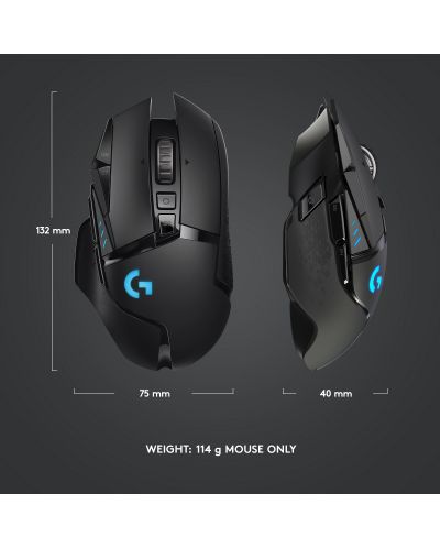 Gaming miš Logitech - G502 LightSpeed, bežični, crni - 10