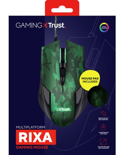 Gaming set Miš i podloga Trust - GXT 781 Rixa Camo, zeleni - 7