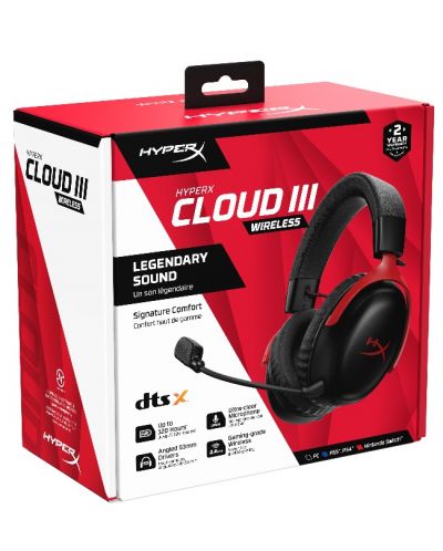 Gaming slušalice HyperX - Cloud III, PC/PS5/PS4/Switch, bežične, crne/crvene - 8