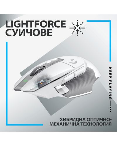 Gaming miš Logitech - G502 X Lightspeed EER2, optički, bijeli - 3