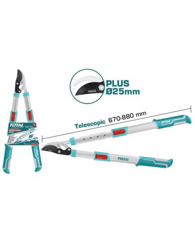 Vrtne škare s teleskopskim ručkama TOTAL - Ø25 mm, 670 - 880 mm - 2