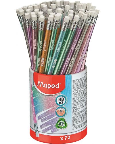 Grafitna olovka Maped - Glitter, HB, s gumicom, asortiman - 1