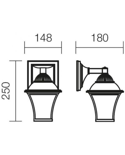 Vrtna lampa Smarter - Avignon 9960, IP23, E27, 1x42W, starinski smeđa - 4