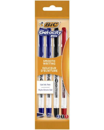 Kemijska olovka BIC - s gel tintom, 3 boje, 4 komada - 1