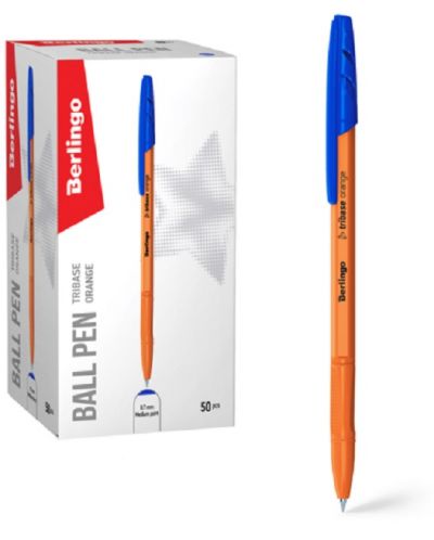 Kemijska olovka Berlingo Tribase - Orange, 0.7 mm, plava tinta - 2