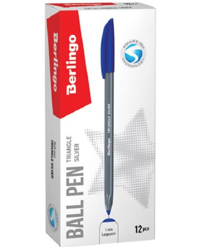 Kemijska olovka Berlingo - Silver, 1 mm, plava tinta - 3