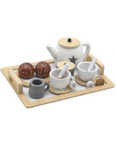 Set za igru Ginger Home - Drveni set za čaj, bijelo-sivi - 2