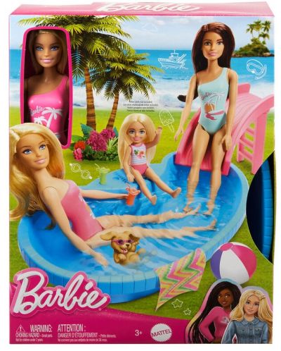 Set za igru Mattel Barbie - Barbie s bazenom i toboganom - 1