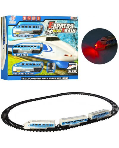 Set za igru Raya Toys - Vlak Express na baterije sa tračnicama, plavi - 4