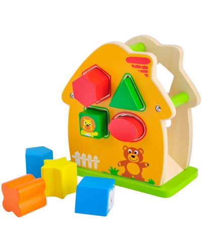 Set za igru Acool Toy - Drvena kućica sa životinjama, sorter - 1