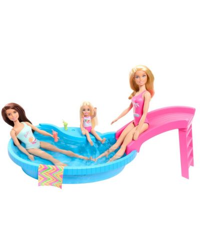 Set za igru Mattel Barbie - Barbie s bazenom i toboganom - 4