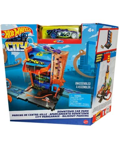 Set za igru Hot Wheels City - Parking, sa zelenim kolicima - 1