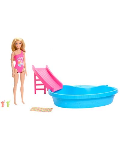 Set za igru Mattel Barbie - Barbie s bazenom i toboganom - 2