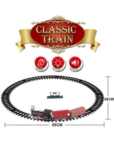 Set za igru Raya Toys - Klasični vlak sa tračnicama, 12 dijelova - 2