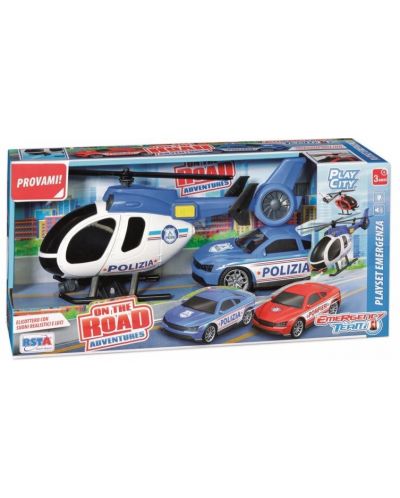 Set za igru RS Toys - Helikopter i policijski auto, sa zvukovima i svjetlima - 1