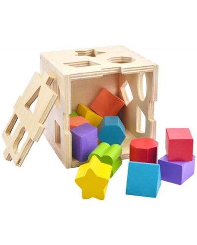Set za igru Acool Toy - Drveni sorter kocki s geometrijskim oblicima - 1