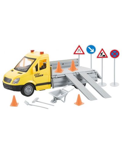 Set za igru Raya Toys - Kamion City Maintenance, Sa prometnim znakovima, zvukovima i svjetlima, žuti - 1
