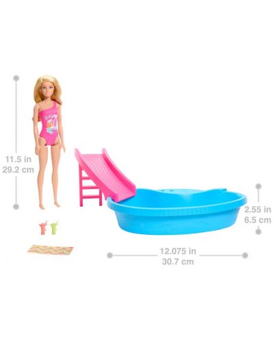 Set za igru Mattel Barbie - Barbie s bazenom i toboganom - 6