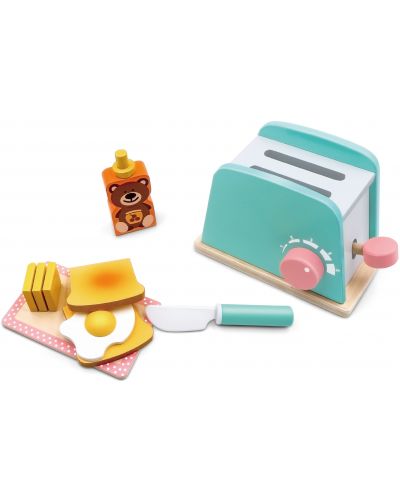Set za igru Acool Toy - Drveni toster i proizvodi za doručak, 8 komada - 1