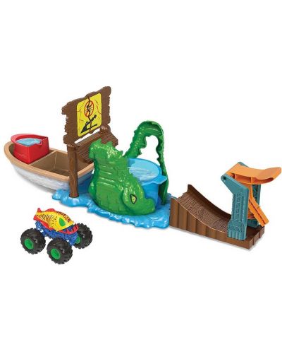 Set za igru Hot Wheels Monster Trucks - Swamp Chomp, s autićem - 1