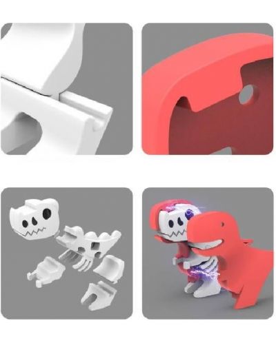 Set za igru Raya Toys - Građevinski magnetski dinosaur, crveni - 2