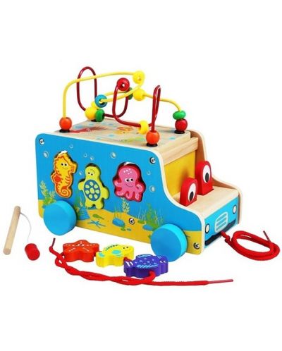 Set za igru Acool Toy - Autobus s morskim životinjama, labirint, sorter, igra za nizanje - 2