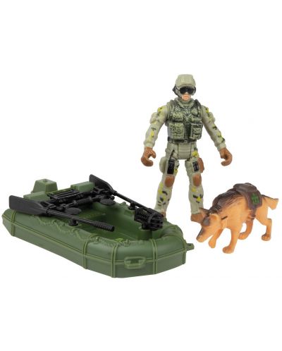 Set za igru Toi Toys Alfafox - Vojnik sa psom i čamcem - 1