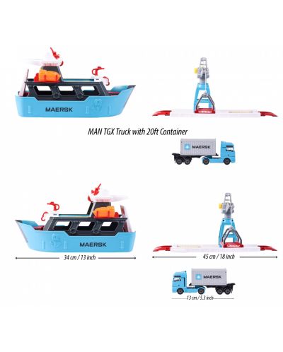 Set za igru Majorette Creatix - Teretni brod s kamionom i dizalicom - 4