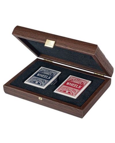 Karte za igranje Manopoulos, u drvenoj kutiji s printom na koži - 1