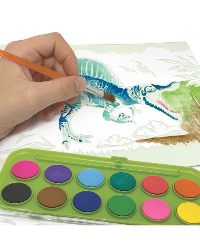 Slike za bojanje  DinosArt  - Dinosauri, s vodenim bojama - 4