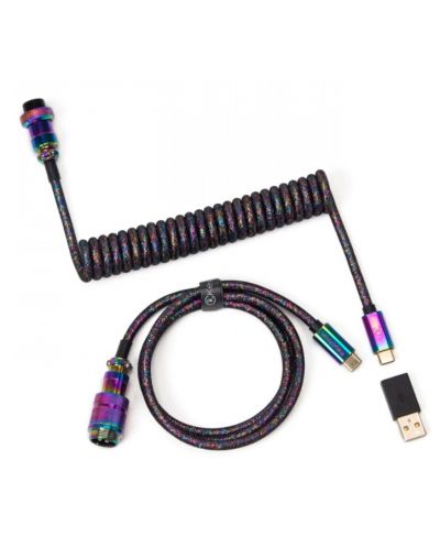 Kabel tipkovnice Keychron - Premium Rainbow Plated Black, USB-C/USB-C, crni - 1