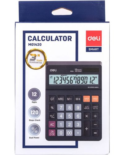 Kalkulator Deli Core - E1630, 12 dgt, crni - 4