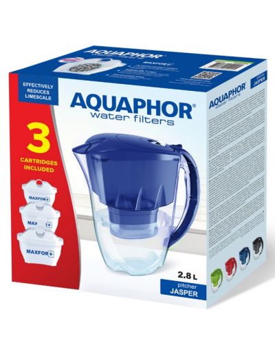 Vrč za vodu Aquaphor - Jasper, 190066, 3 filtera, 2.8 l, plavi - 2