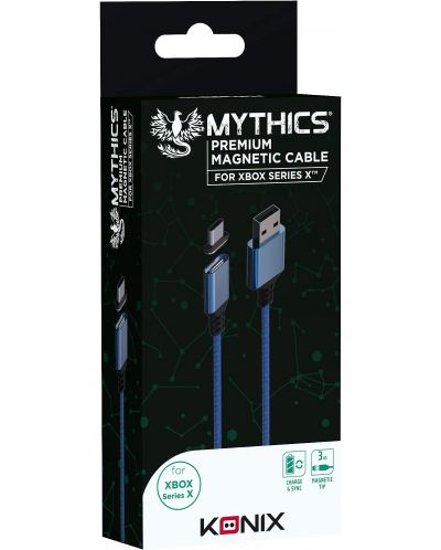 Kabel Konix - Mythics Premium Magnetic Cable 3 m, plavi (Xbox Series X/S) - 1