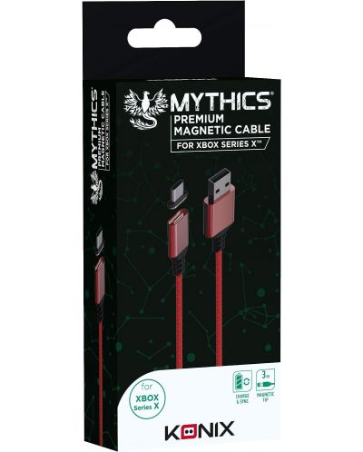 Kabel Konix - Mythics Premium Magnetic Cable 3 m, crveni (Xbox Series X/S) - 1