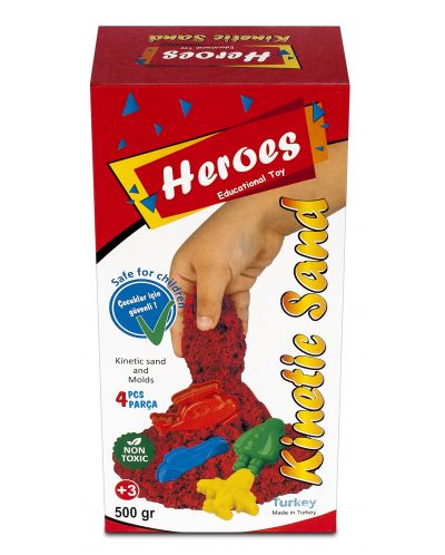 Kinetički pijesak u kutiji Heroes – Crvena boja, s 4 figurice - 1