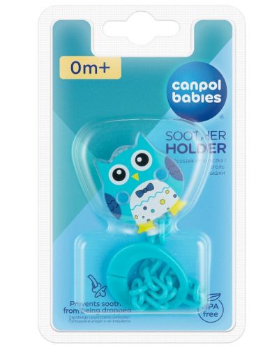 Štipaljka za dudu varalicu Canpol - Owl, s lancem, plava - 2