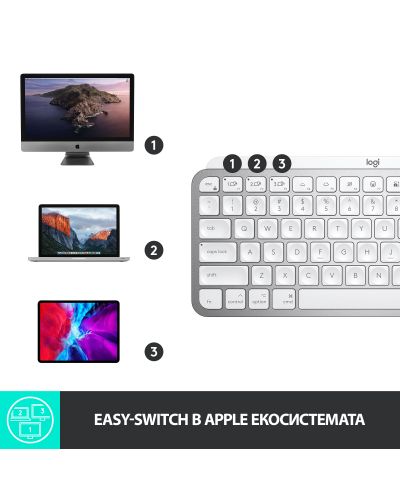 Tipkovnica Logitech - MX Keys Mini for Mac, bežična, siva - 7