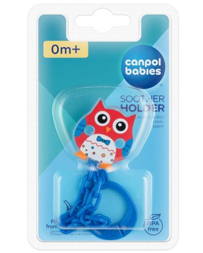Štipaljka za dudu varalicu Canpol - Owl, s lancem, crvena - 2