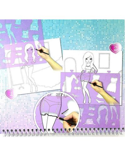 Knjižica za crtanje s naljepnicama i šablonama Folia – Moderne djevojke - 2