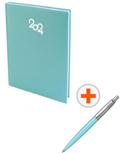 Set kalendar-dnevnik Spree Pastel - Svijetlozeleni, s olovkom Parker Royal Jotter Originals 80s, plavi - 1