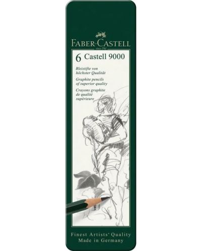 Set crnih grafitnih olovki Faber-Castell 9000 - 6 komada - 1