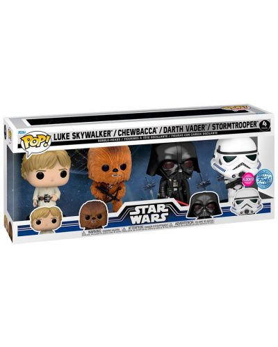 Set figura Funko POP! Movies: Star Wars - Luke Skywalker, Chewbacca, Darth Vader & Stormtrooper (Flocked) (Special Edition) - 2