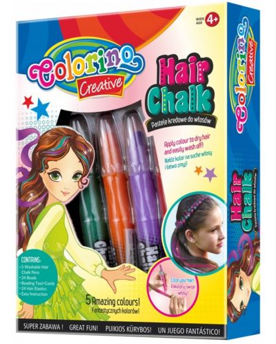 Set pastela za kosu Colorino Creative - Za djevojčice, 5 boja - 1