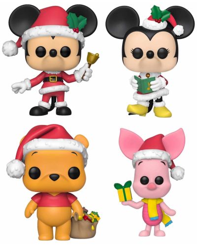 Set figura Funko POP! Disney: Mickey Mouse - Mickey Mouse, Minnie Mouse, Winnie The Pooh, Piglet (Flocked) (Special Edition) - 1